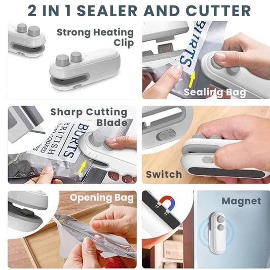 FreshLock™ – 🔥 Portable Mini Sealer – 2-in-1 Sealer & Cutter